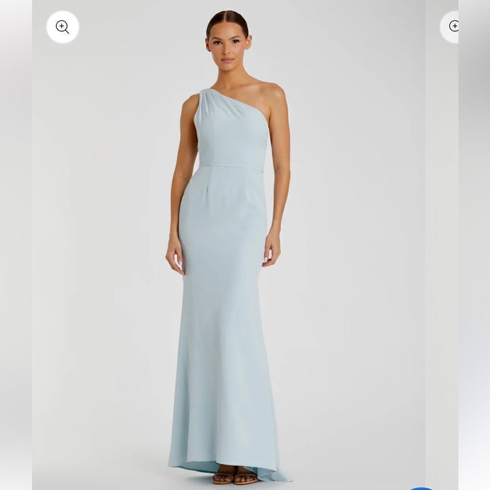 NWT Mac Duggal Ieena Blue One Shoulder Jersey Mermaid Gown maxi bridal prom 10
